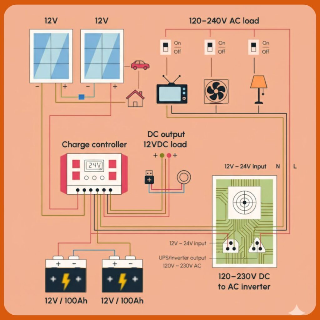 24V Solar Panel to Battery Wiring Diagram (in Series) 