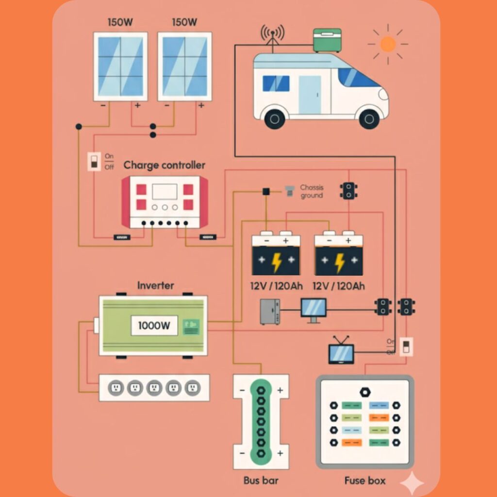 RV and Camper Van Solar Wiring Diagram
